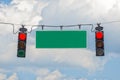 Red Traffic Light With Blank Street Sign Royalty Free Stock Photo