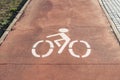 Horizontal sign painted on the ground of a bike lane of a city enabling bicycle circulation