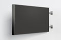 Horizontal singboard or signage on the white wall with blank black sign mock up. Side view Royalty Free Stock Photo