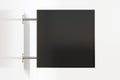 Horizontal singboard or signage on the white wall with blank black sign mock up. Side view Royalty Free Stock Photo