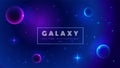 Horizontal space background with abstract shape and planets. Web design. Space exploring. Vector illustration of galaxy Royalty Free Stock Photo