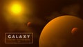 Horizontal space background with abstract shape and planets. Web design. Space exploring. Vector illustration of galaxy Royalty Free Stock Photo