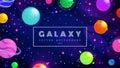 Horizontal space background with abstract shape and planets. Web design. Space exploring. Vector illustration of galaxy Royalty Free Stock Photo