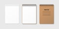 Horizontal spiral spring notepad with space for your image or text on gray isolated background in three variations. Clean empty Royalty Free Stock Photo