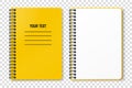 Horizontal spiral spring yellow notepad with space for your image or text on transparent background for mockup. Notebook vector Royalty Free Stock Photo