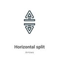 Horizontal split outline vector icon. Thin line black horizontal split icon, flat vector simple element illustration from editable