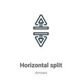 Horizontal split outline vector icon. Thin line black horizontal split icon, flat vector simple element illustration from editable