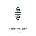 Horizontal split vector icon on white background. Flat vector horizontal split icon symbol sign from modern arrows collection for