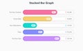Horizontal stacked bar graph template with five colorful options