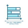 Horizontal stacked column chart light blue icon