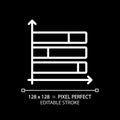 Horizontal stacked column chart white linear icon for dark theme