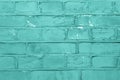 Horizontal stage bricks wall - turquoise background