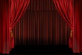 Horizontal Stage Drapes Open For Presentation