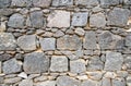 Horizontal almost straight lines of large and small stones of volcanic rock Royalty Free Stock Photo