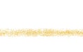 Horizontal strip sprinkled with crumbs golden texture. Background Gold dust on a white background. Sand particles grain or sand. Royalty Free Stock Photo