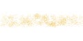 Horizontal strip sprinkled with crumbs golden texture. Background Gold dust on a white background. Sand particles grain or sand.