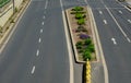 Horizontal stripes for traffic signs. highway concrete barriers on the road. vehicle lane separator. yellow color with black strip