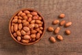 Hazelnuts seeds on wooden background