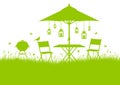 Horizontal Summer Garden Barbecue Silhouette Background Green Royalty Free Stock Photo