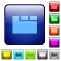 Horizontal tabbed layout active color square buttons