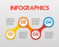 Horizontal text steps infographics - can illustrate a strategy, workflow or team work, vector flat color