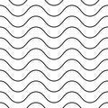 Horizontal thin wavy lines vector seamless pattern. Royalty Free Stock Photo