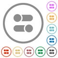 Horizontal toggle switches solid flat icons with outlines