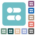 Horizontal toggle switches solid rounded square flat icons