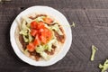 Horizontal top view of tostada