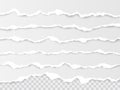 Horizontal torn paper edge. Ripped squared horizontal white paper strips. Vector illustration Royalty Free Stock Photo