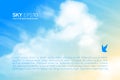 Horizontal vector background with realistic beige-blue sky and clouds.