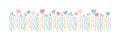 Horizontal vector border with colorful growing hearts