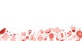 Horizontal vector card with feminine hygiene products with flowers, zero waste eco menstrual cup. Web banner.