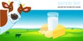 Horizontal vector design with cow, dairy product