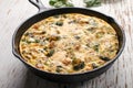 Horizontal view of baked egg frittata with spinach Royalty Free Stock Photo