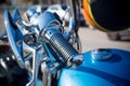 Horizontal View of Close Up of a Chrome Handle Bar Royalty Free Stock Photo