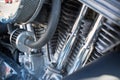 Horizontal View of Close Up of a Chrome Parts of a Motorbike Royalty Free Stock Photo