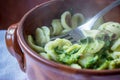 Horizontal View Of Close Up Of A Hot And Smoking Italian Traditional Food Called Orecchiette Con Le Royalty Free Stock Photo