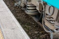 Horizontal View of Close Up of the Shock Absorbers of the Wheels Royalty Free Stock Photo