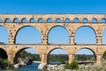 Horizontal view facing the Pont du Gard in southern France