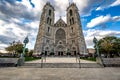 Horizontal view of the French Gothic revival styled Cathedral Basilica of the Sacred Heart, the
