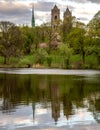 Horizontal view of the French Gothic revival styled Cathedral Basilica of the Sacred Heart