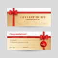 Horizontal view of front and back Gift Certificate. Royalty Free Stock Photo