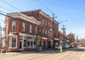 Horizontal view of historic Main Street in downtown Warwick, location of many boutiques, shops Royalty Free Stock Photo
