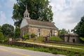 A horizontal view of the historic Old Dutch Church. A 17th-century stone church featured Royalty Free Stock Photo