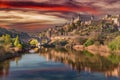 Horizontal view of a landscape of the Tajo river in Toledo Spain