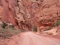 Horizontal view of local road in Capitol Reef Park Royalty Free Stock Photo