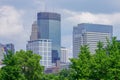 Minneapolis downtown skyline with trees in the summer Royalty Free Stock Photo