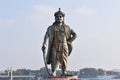 Horizontal view of Raja Bhoj Statue - 32 feet high, on Upper Lake, King Bhoj, who ruled from about 1010 to 1060