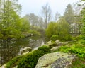 Horizontal view of Rock Ledge, A part of the Stonecrop Gardens, a public garden located in Royalty Free Stock Photo